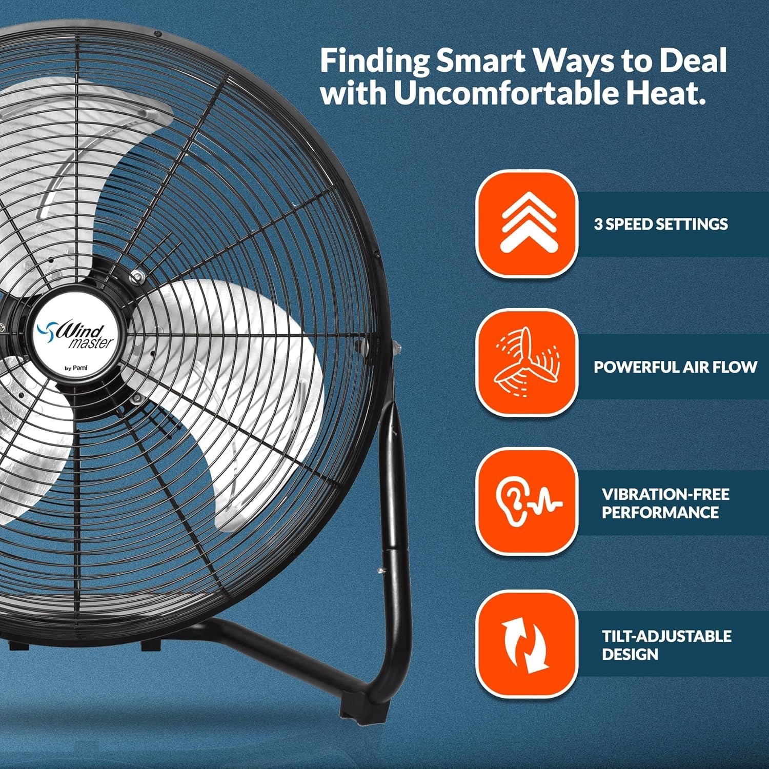 PAMI High Velocity Fan | Adjustable 3 Speed Metal Floor Fan for Home and Office gallery