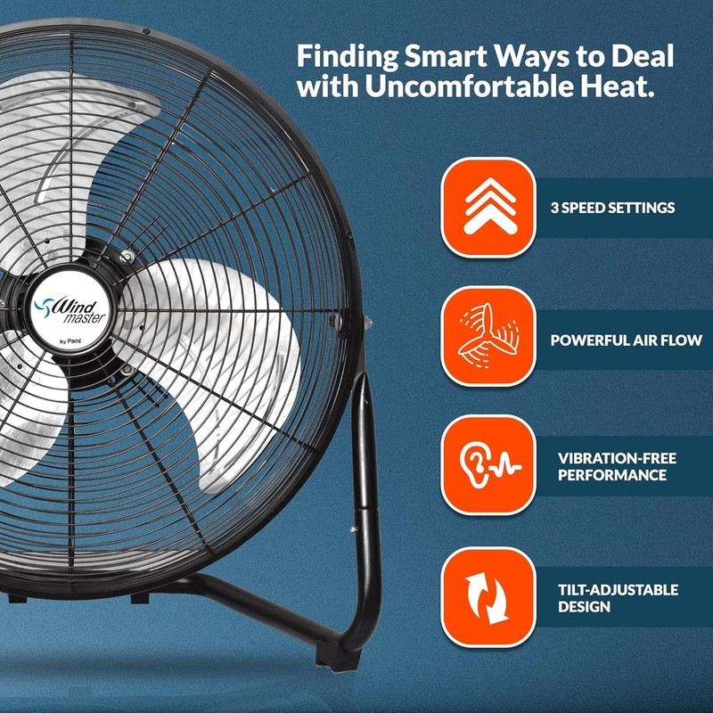 PAMI High Velocity Fan | Adjustable 3 Speed Metal Floor Fan for Home and Office gallery