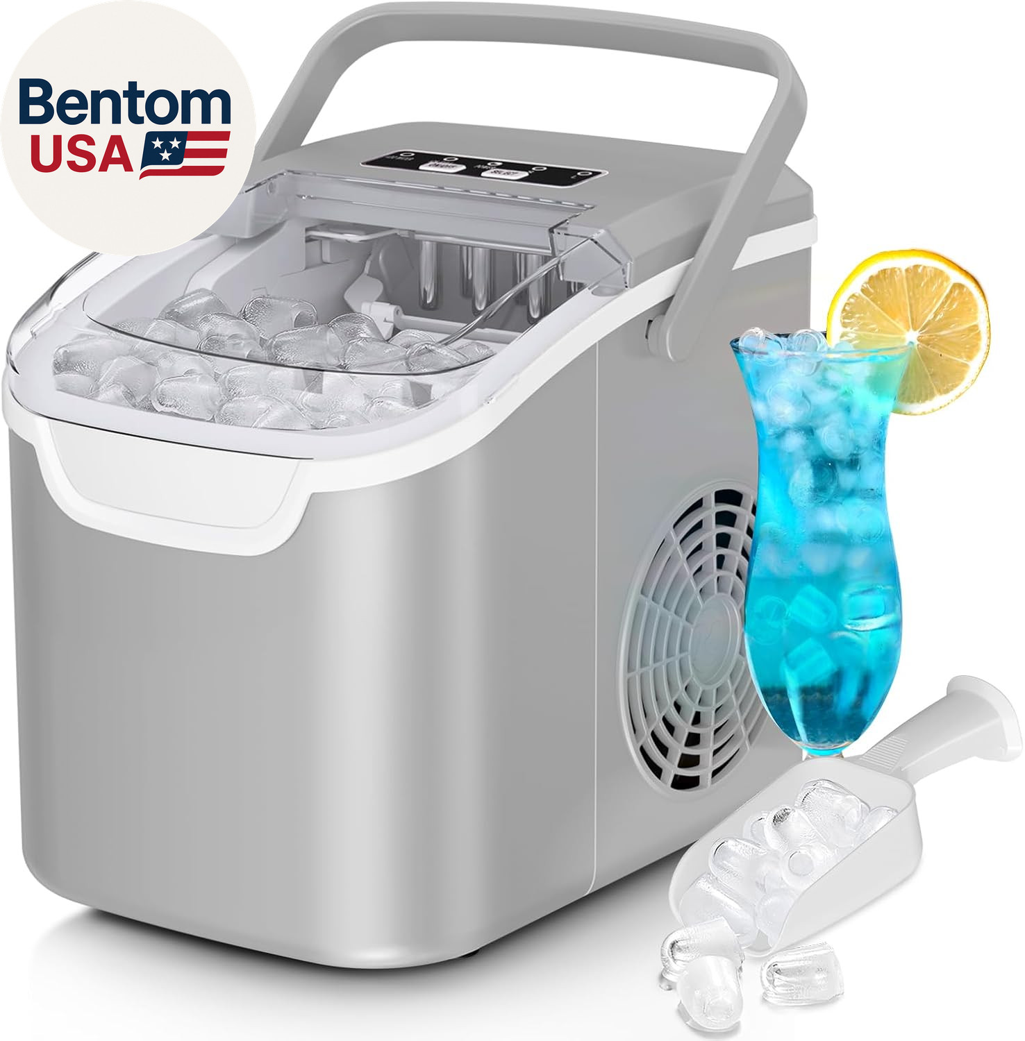 Countertop Ice Maker Machine, 8 Ice Cubes in 6 Mins, 26Lb/Day Bullet Ice with 2 gallery