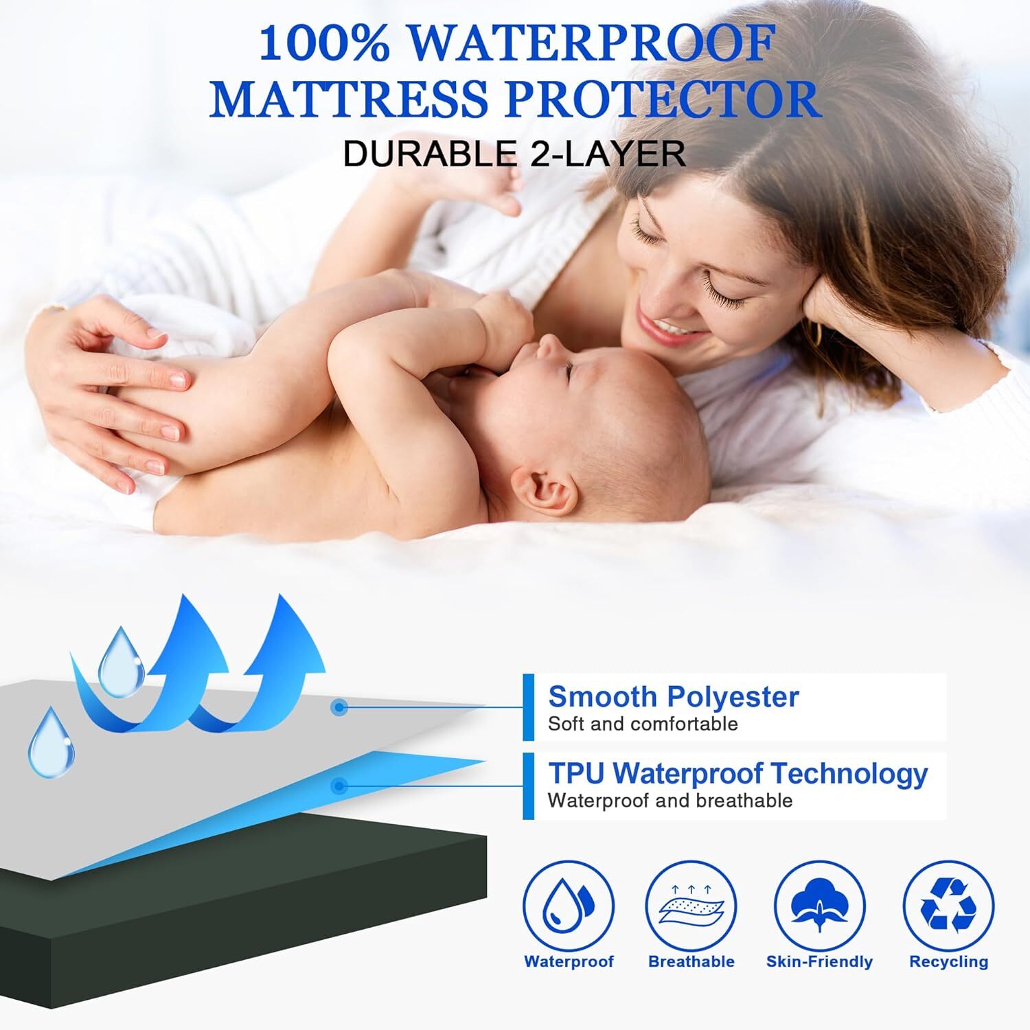 All Size Fitted Sheet Waterproof Mattress Protector Cover Breathable and Soft gallery