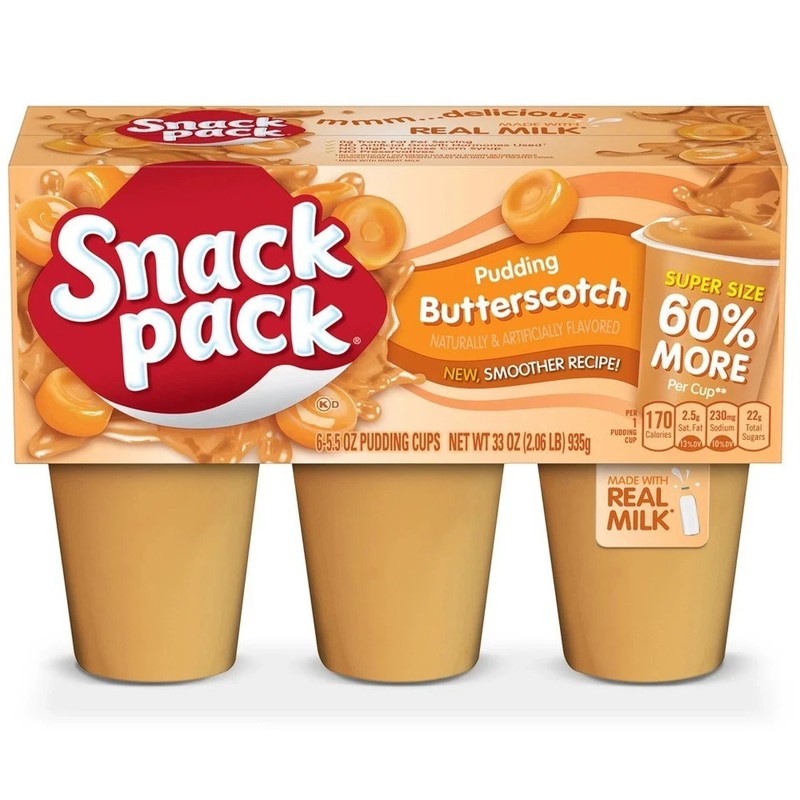 (4 pack) Snack Pack Super Size Butterscotch Pudding, 5.5 oz Pudding Cups,6 Count gallery