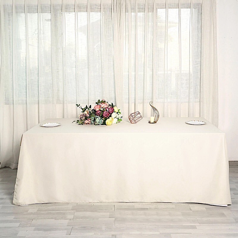 BEIGE Polyester 90x156" Rectangle TABLECLOTHS Wedding Party Home Linens SALE gallery