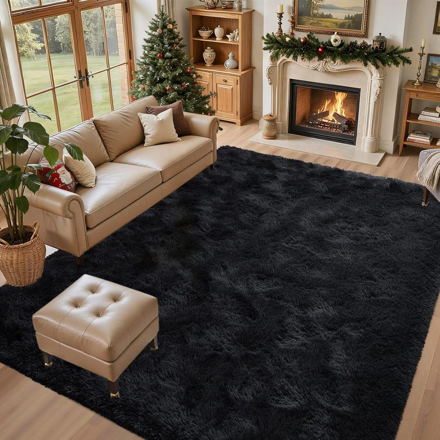 5x7 Ft Black Shag Area Rug Plush Soft Non-Slip Carpet Living Room Bedroom gallery