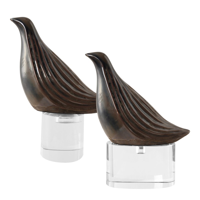 Uttermost 18144 Nesting Bird Ceramic Animal Sculpture - Set of 2 - Grey gallery