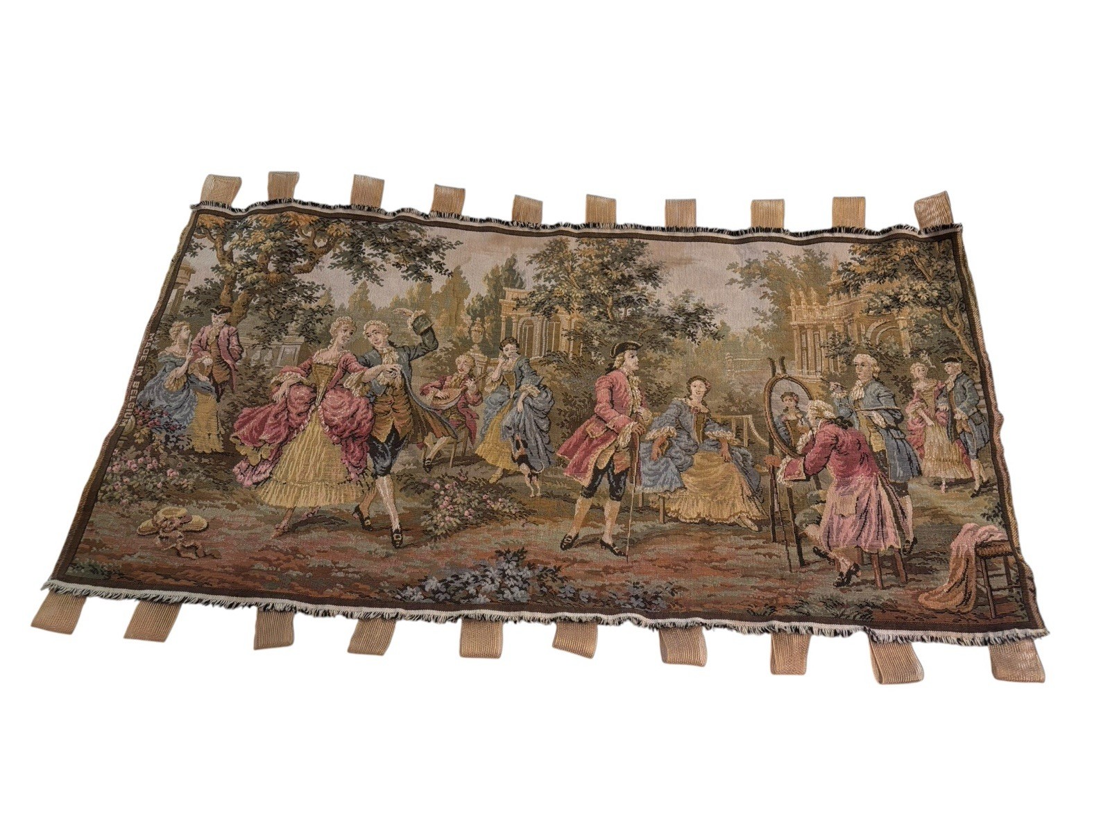 French Aubusson Style Large Wall Decor Tapestry 69x39 idyllic Garden Belgium gallery