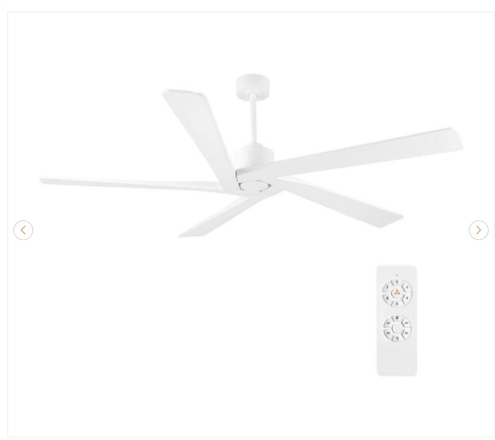 MLiAN 72 In DC Indoor White Ceiling Fan 5 Wood Blades with Remote No Light NEW gallery