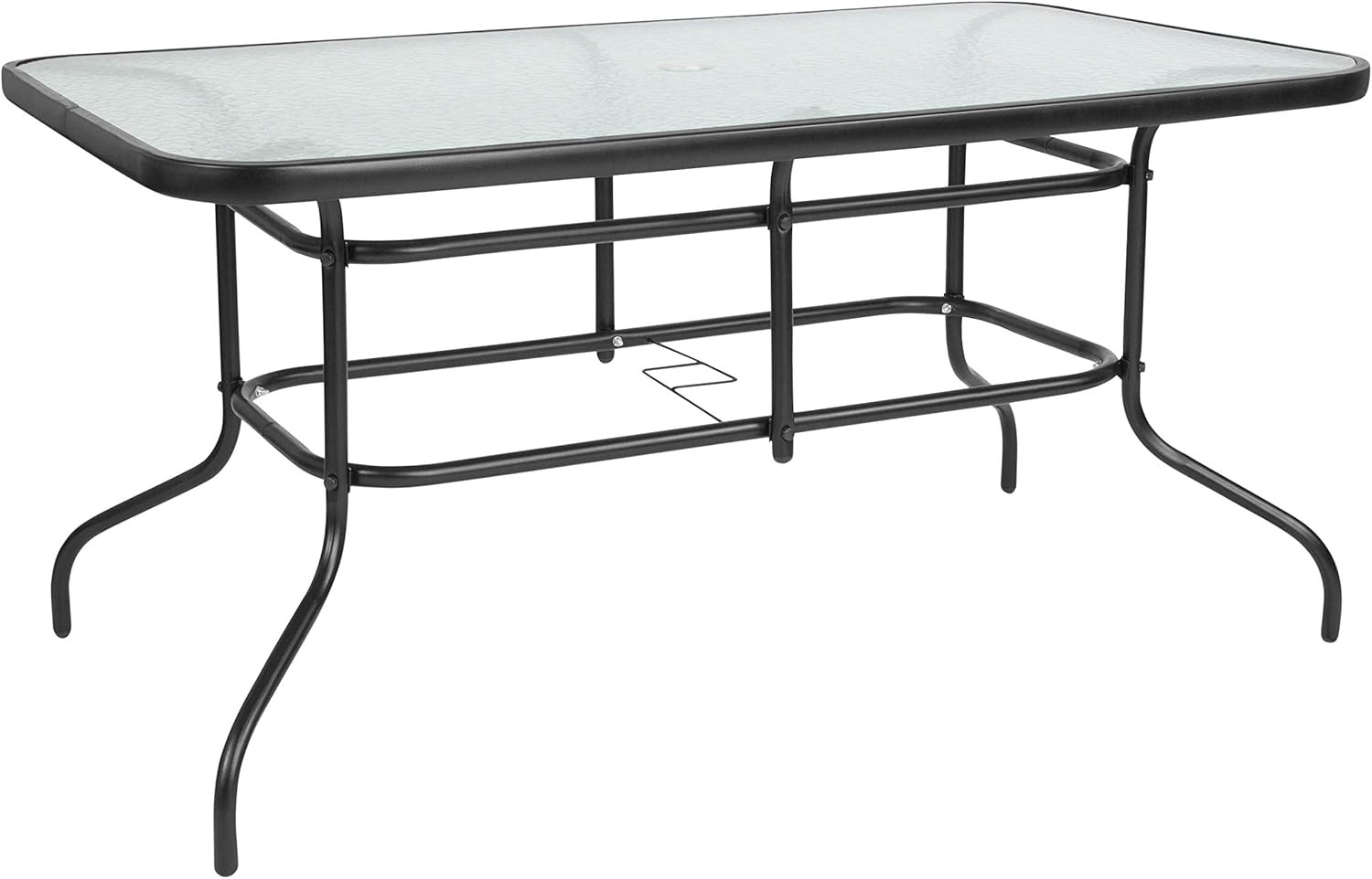 Outdoor Dining Table Patio Rectangular Tempered Glass Metal Choose Your Color gallery