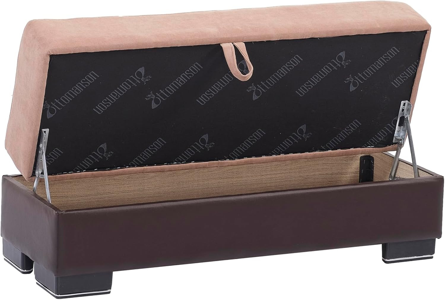 Beige Convertible Storage Ottoman Bench with Lift-Top for Extra Seating gallery