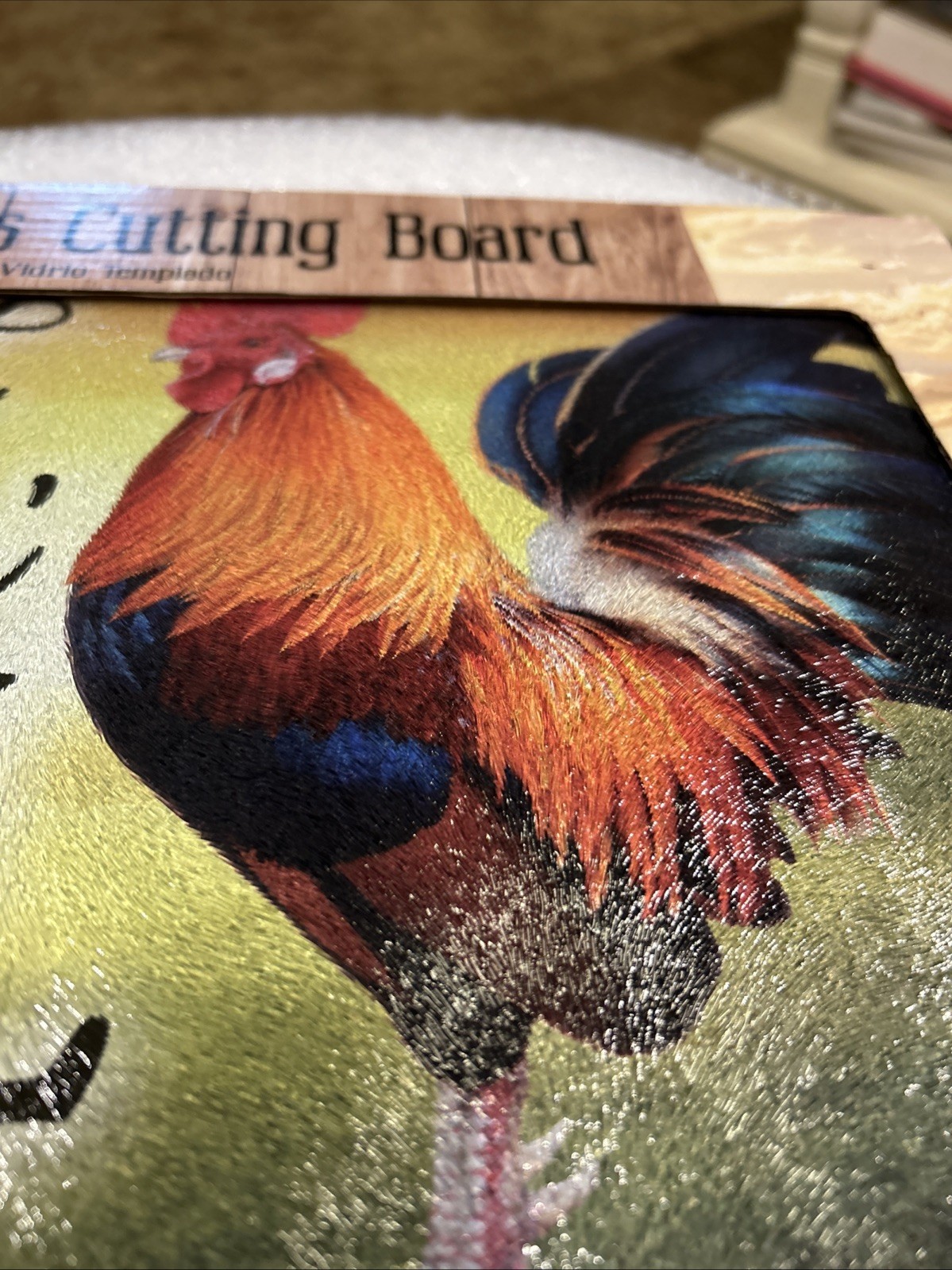 Country Side Tempered Glass CUTTING BOARD- ROOSTER “Good Morning Y’all “-12”x16” gallery