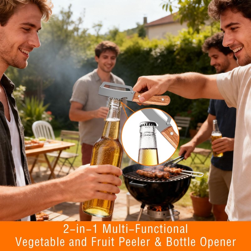 Multi-Functional Vegetable Peeler for 10.8*4CM, Natural Wood Color + Silver gallery