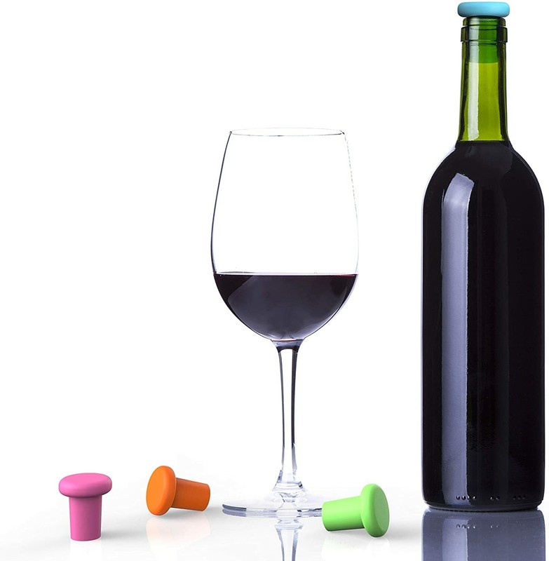 Silicone Wine Stoppers, Bottle Stopper, Wine Bottle Cork, Set of 5 (Colors) gallery
