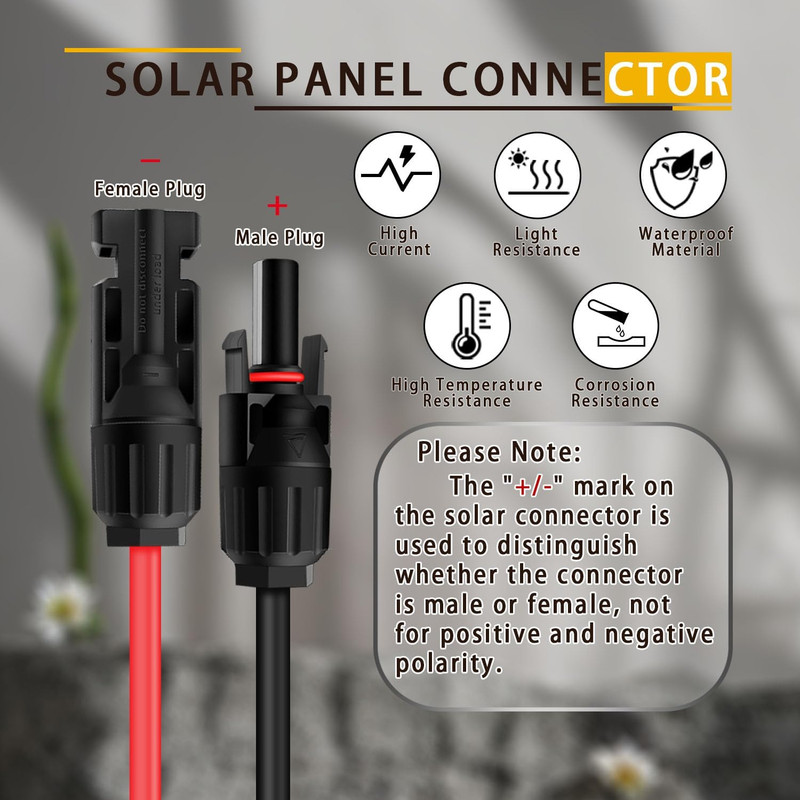 2FT Solar Panel Cable for Ecoflow 10AWG, Compatible with MC-4 to XT60 Plug Solar gallery