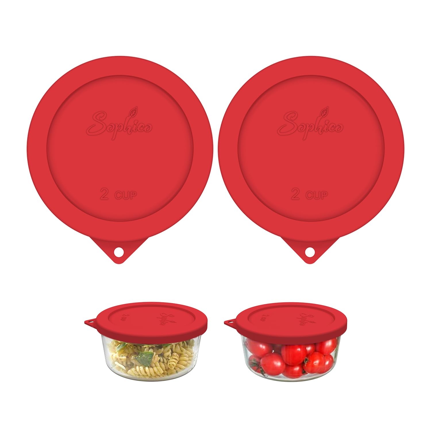 2 Cup Round Silicone Storage Cover Lids Replacement for Anchor Hocking and Pyrex gallery