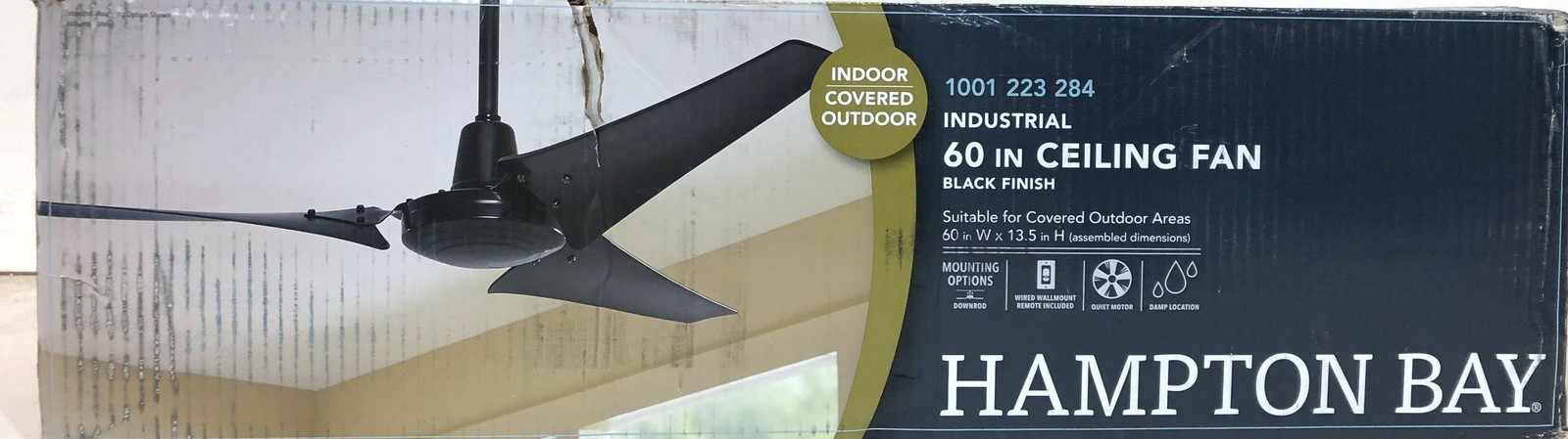 Hampton Bay 60 in. Black Indoor/Covered Outdoor Industrial Ceiling Fan SEALED gallery