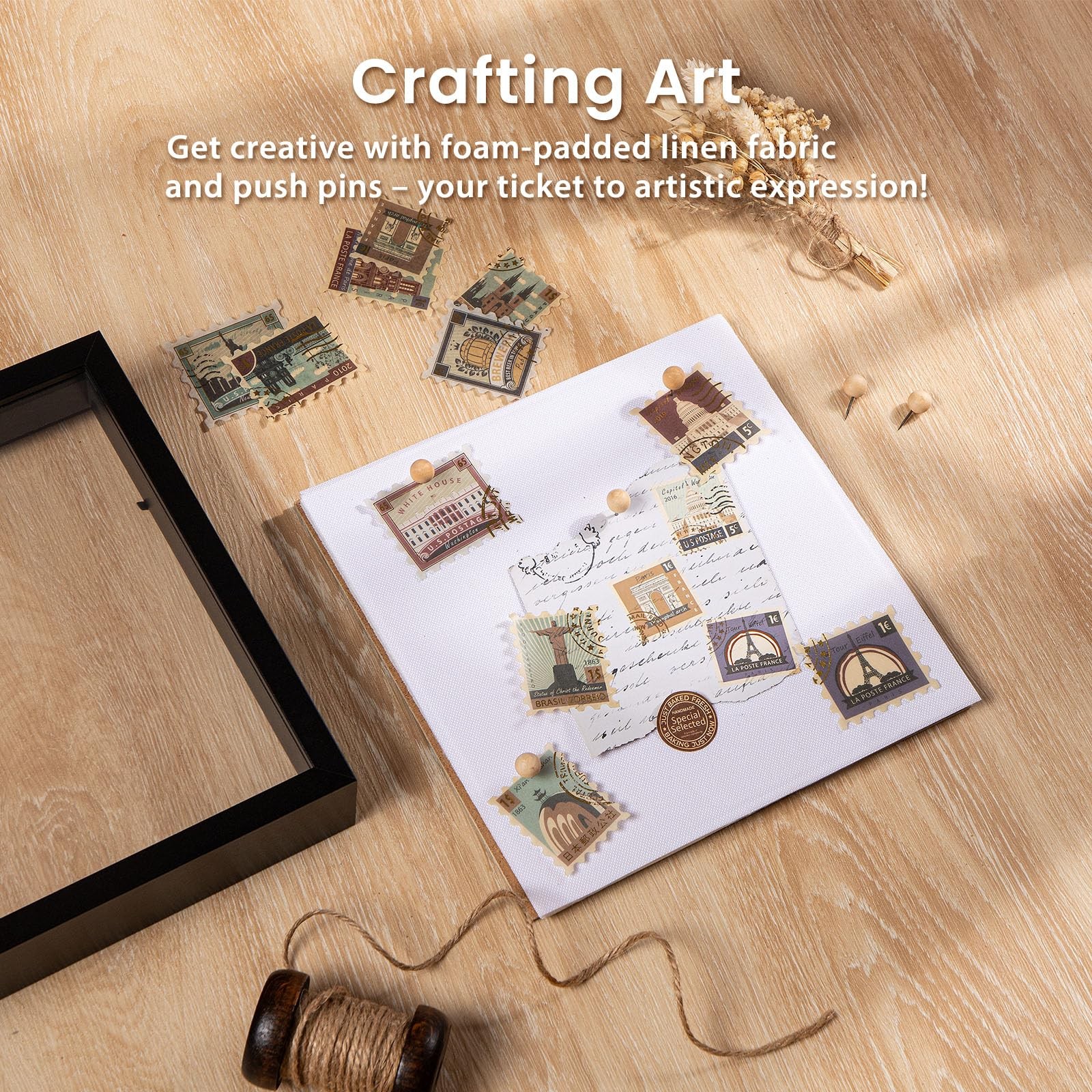 12x16 Large Shadow Box Frame with Soft Linen Back Metal Push Pins Included, ... gallery