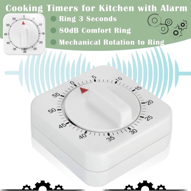 2*Square 60 Minute Mechanical Kitchen Timer,Egg Kitchen Cooking Timer Countdown gallery