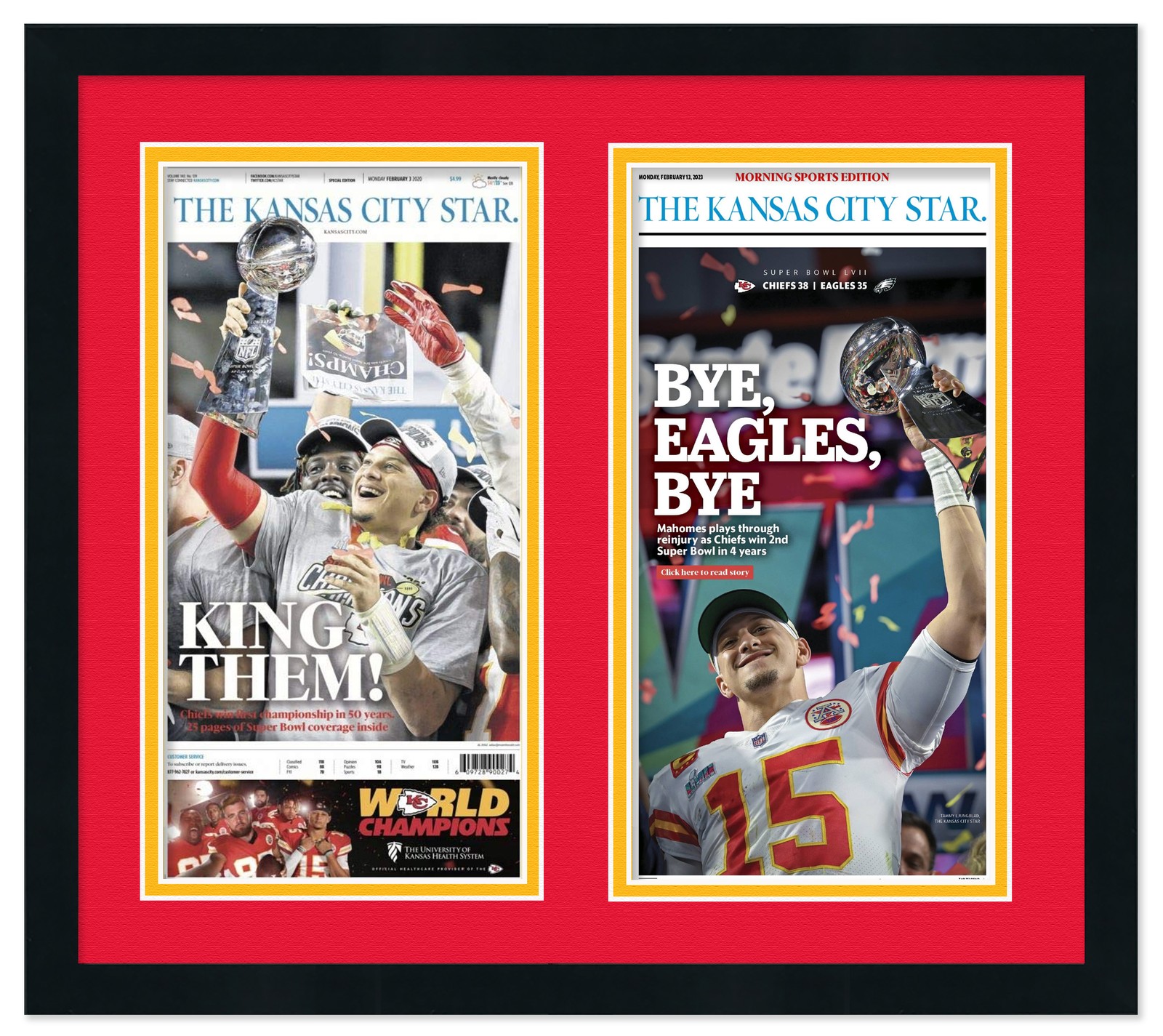 11x22 Newspaper Frame With Red and Yellow Double Mat gallery