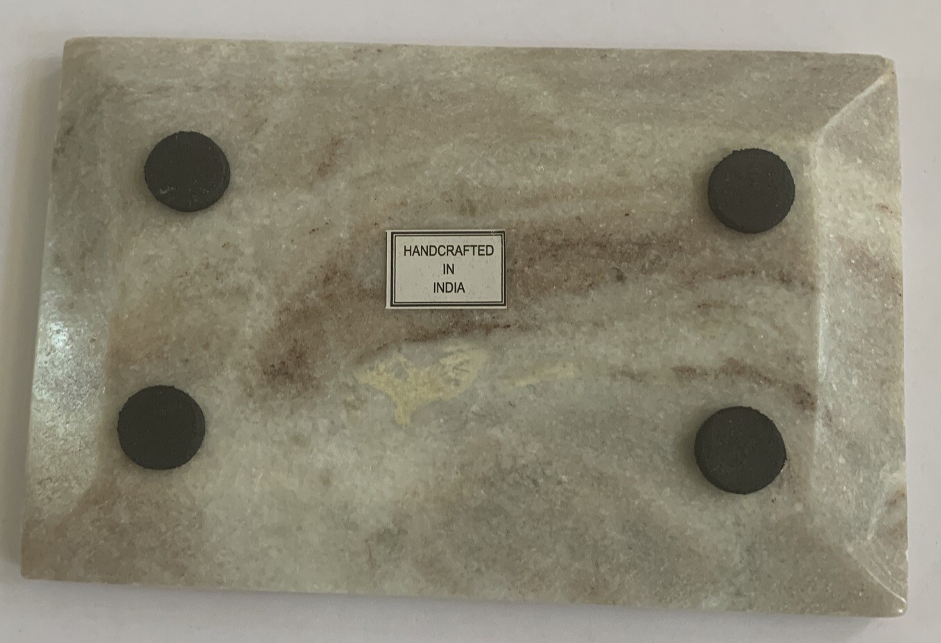 Solid Genuine Marble Soap Dish Beige Brown Stone Rectangle Shape 5.5”x3.5” gallery
