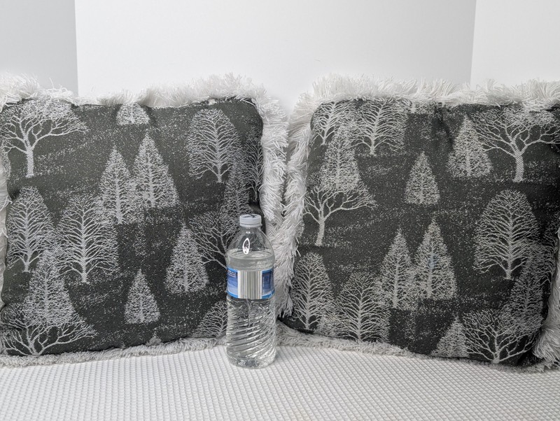 Throw Pillow Set Mohawk Home Accent Crystal Forest Trees Vtg Gray White Fringe gallery