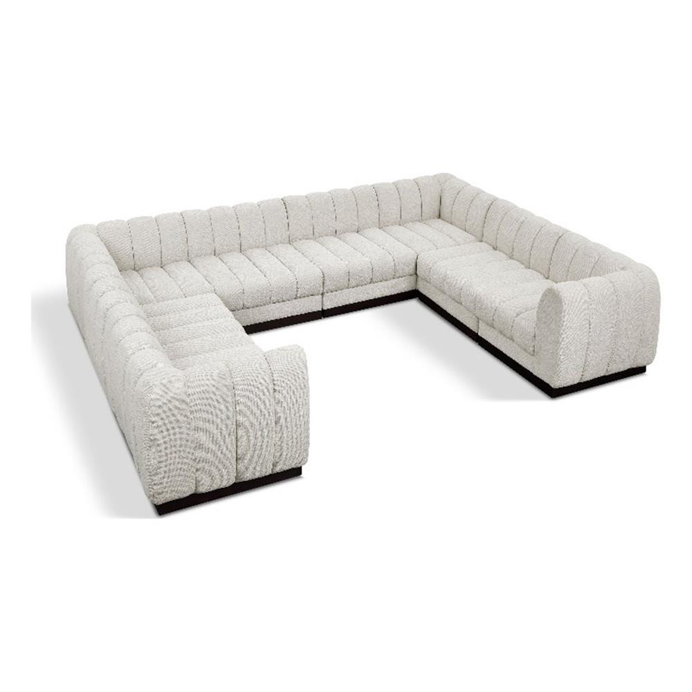 Pemberly Row 133" 8-Piece Contemporary Fabric Modular Sectional in Cream gallery