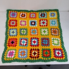Afghan Multicolored Blanket Throw Crochet Granny Square Textured Homemade Chunky