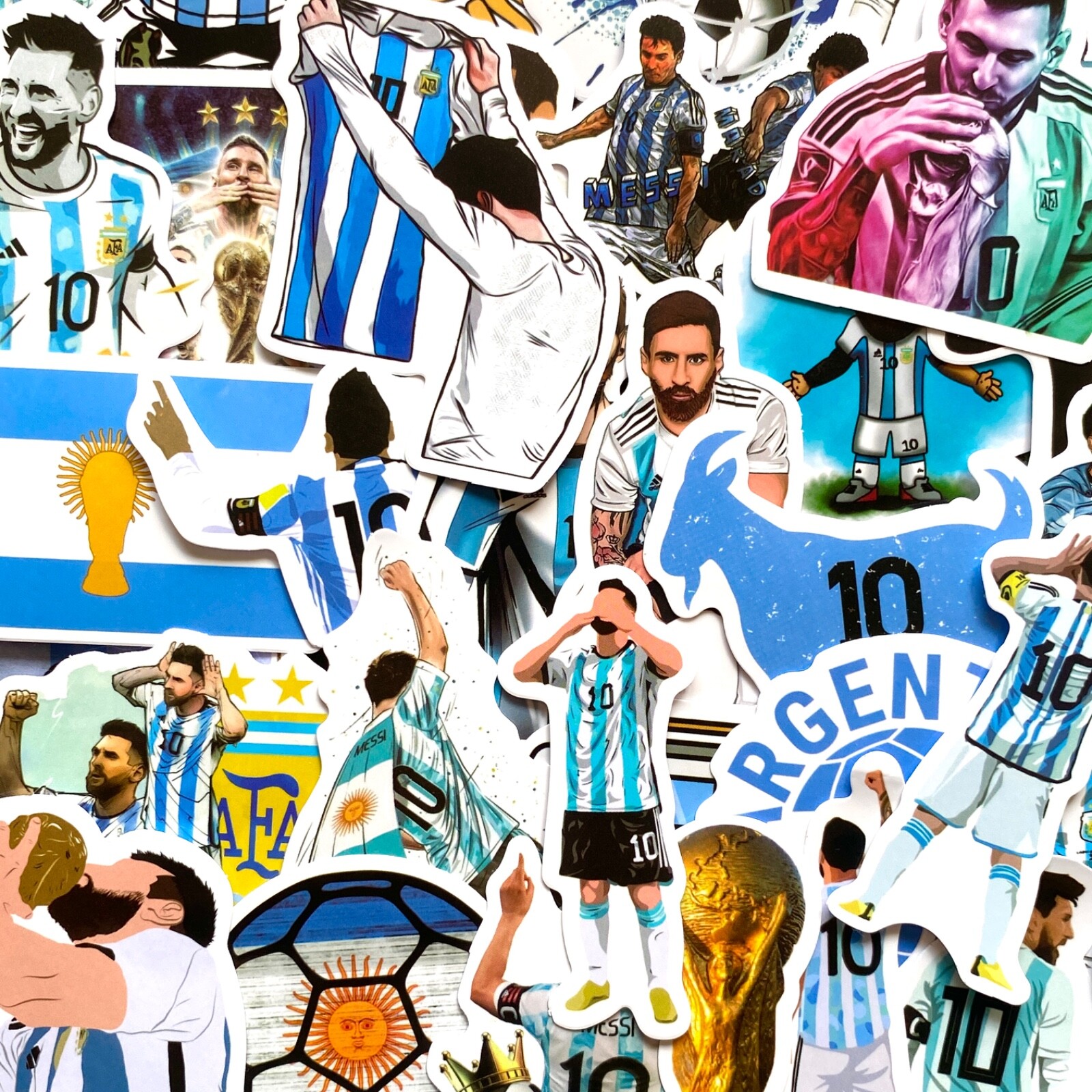 5-50 pcs Messi Inspired Stickers, Argentina World Cup Trophy Laptop Car Decals gallery