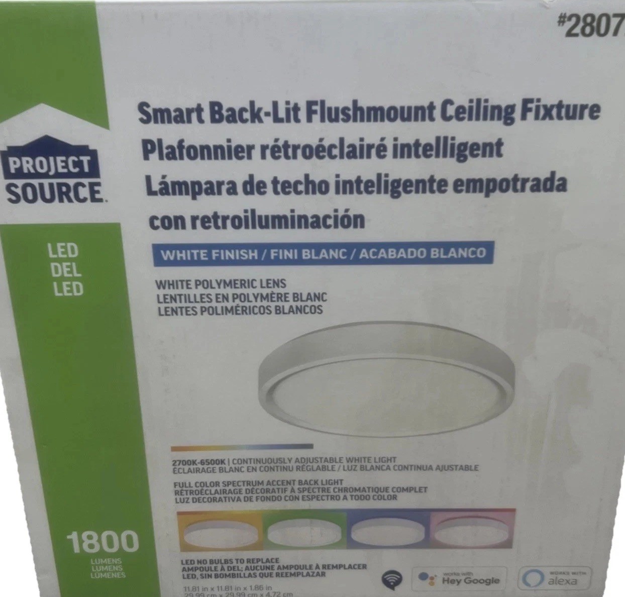 1800 Lumen Ceiling Light Fixture White. Full Color Spectrum Light. Google/ Alexa gallery
