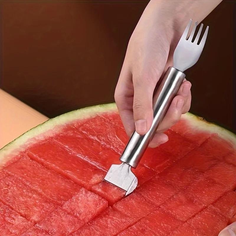Watermelon Fork Cutter 2-in-1 Stainless Steel Fruit Cutter Dual Head Slicer gallery