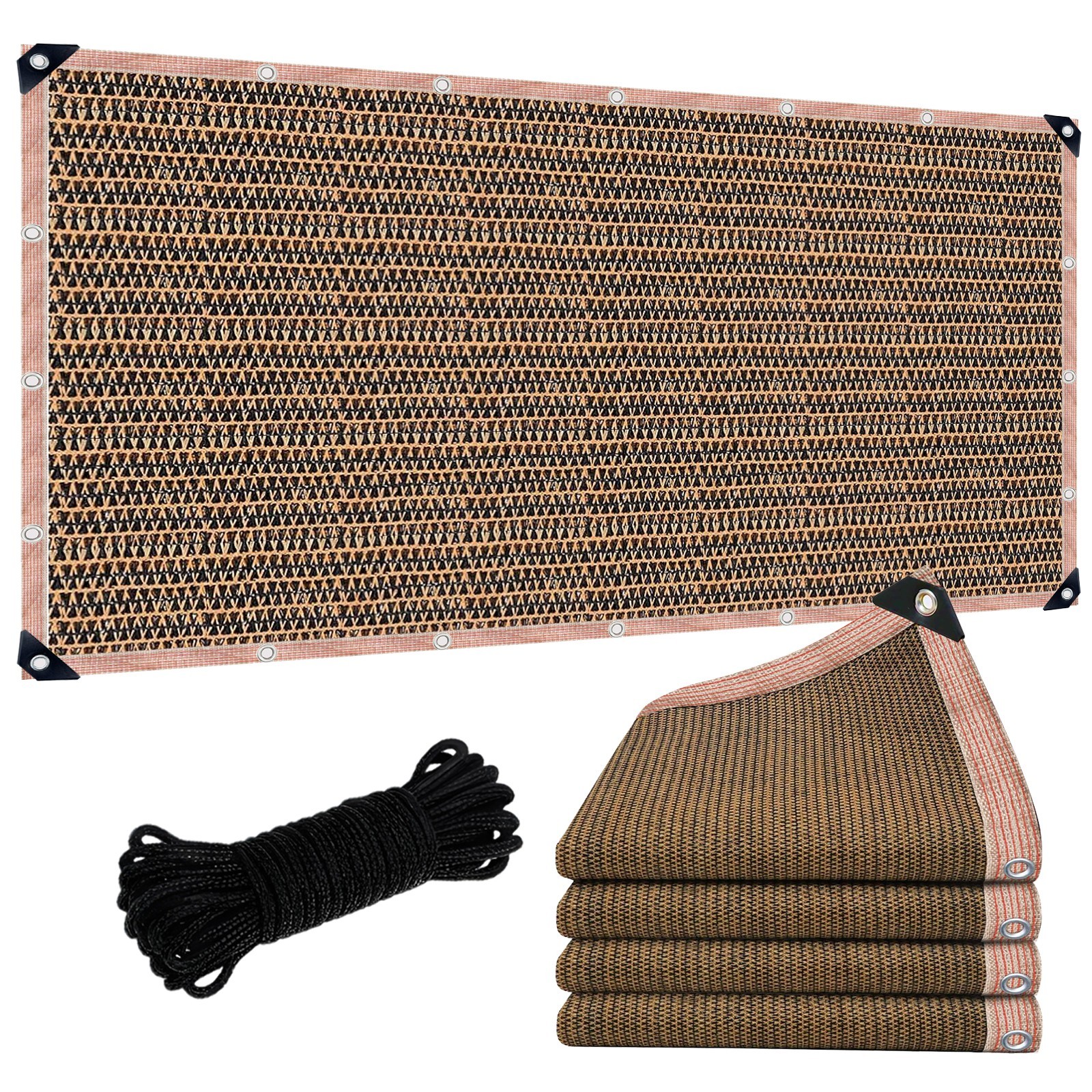 90% Sun Shade Cloth with Grommets Mesh Tarp for Patio Garden Canopy Coffee Brown gallery