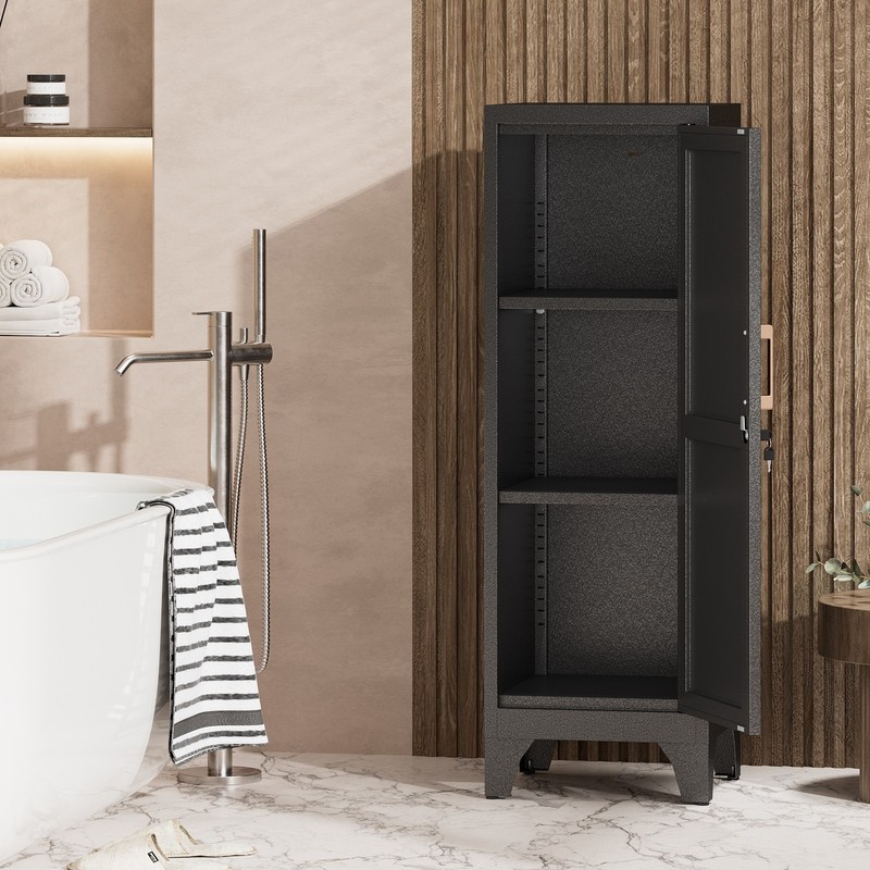 Kitchen Pantry Storage Cabinet with Lock 2 Shelves Freestanding Cupboard Cabinet gallery