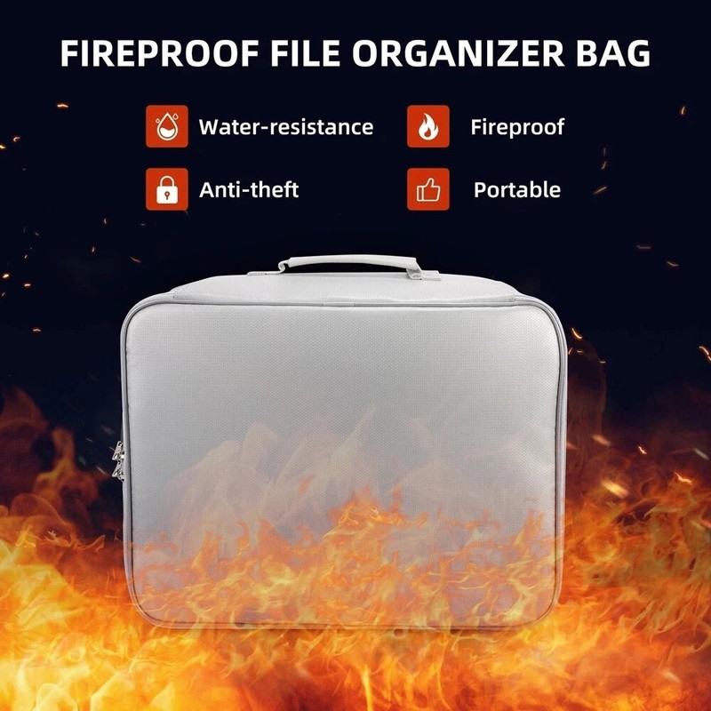 Fire Proof Waterproof Document Box with Lock File Storage Organizer Box Safe Bag gallery