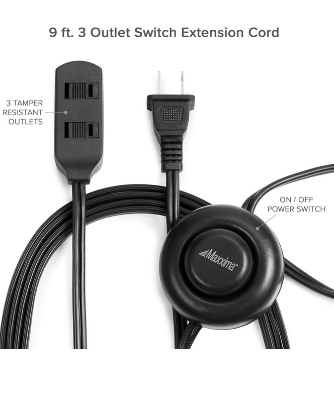 Maxxima On/off Switch 9 Feet 3 Outlet Foot Tap Extension Cord 2 Pack gallery