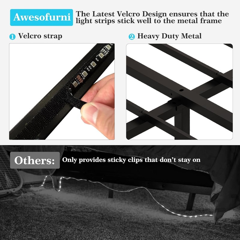Floating Bed Frame Queen Size with Smart LED Lights Heavy Duty Metal Platform gallery