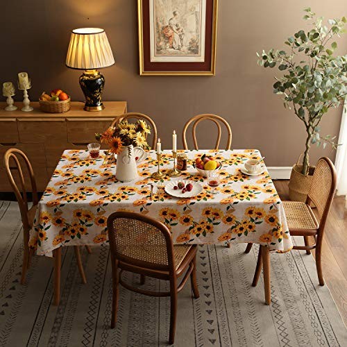 Tablecloth,Orange Floral Table Cloth for Square 60" x 60" (Square) Sunflower gallery