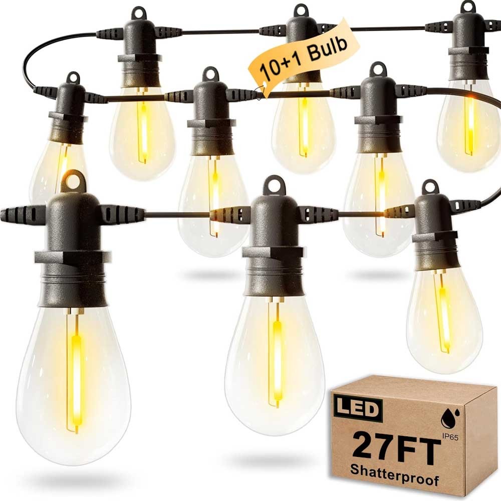 27ft LED String Lights S14 Outdoor Garden Patio Yard Hanging Light Waterproof