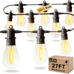 27ft LED String Lights S14 Outdoor Garden Patio Yard Hanging Light Waterproof