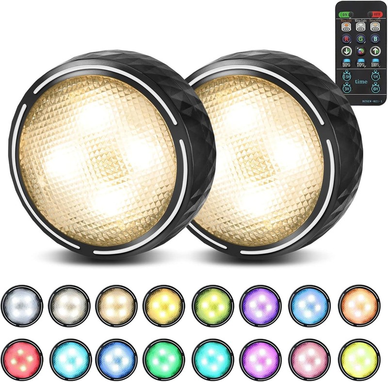 Dimmable Wireless LED Puck Lights with Remote - Perfect for Cabinets & Shelves gallery