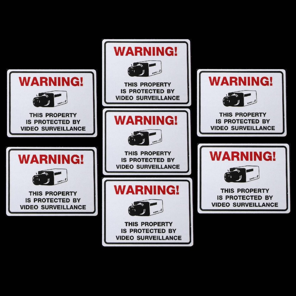 Lot Camera Window Red Warning Sticker Signs Home Stores Waterproof Surveillance