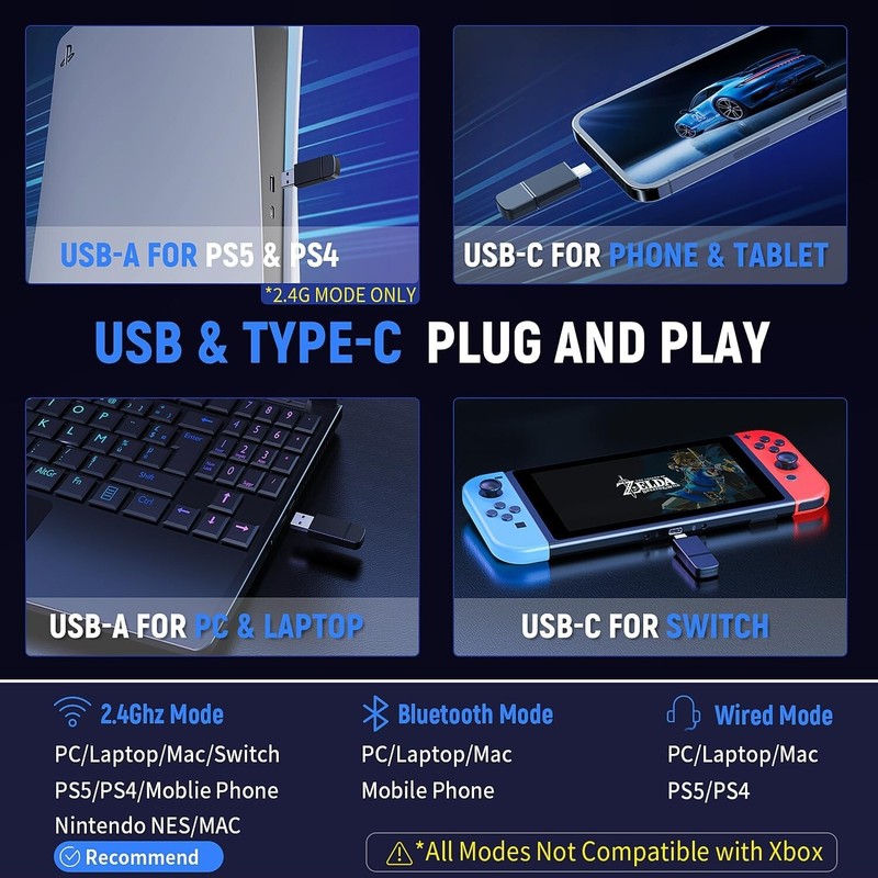 Wireless Gaming Headsets for Ps5 Ps4 PC, 40H+ Hrs & 7.1 Surround Sound gallery