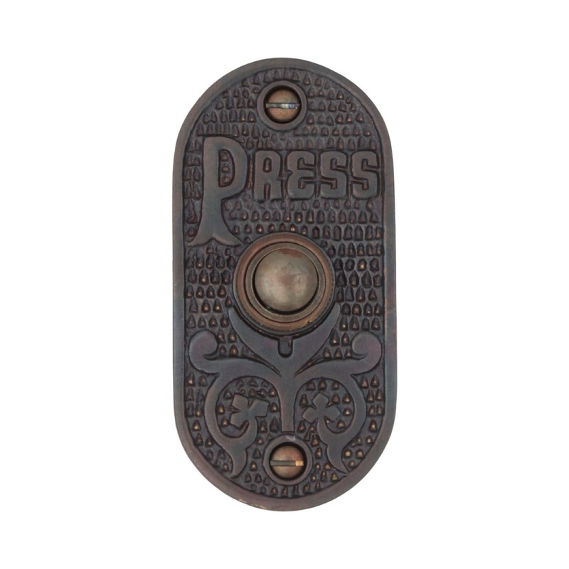 PRESS Oval Push Button Doorbell Solid Cast Brass - 3 Finish Choices gallery