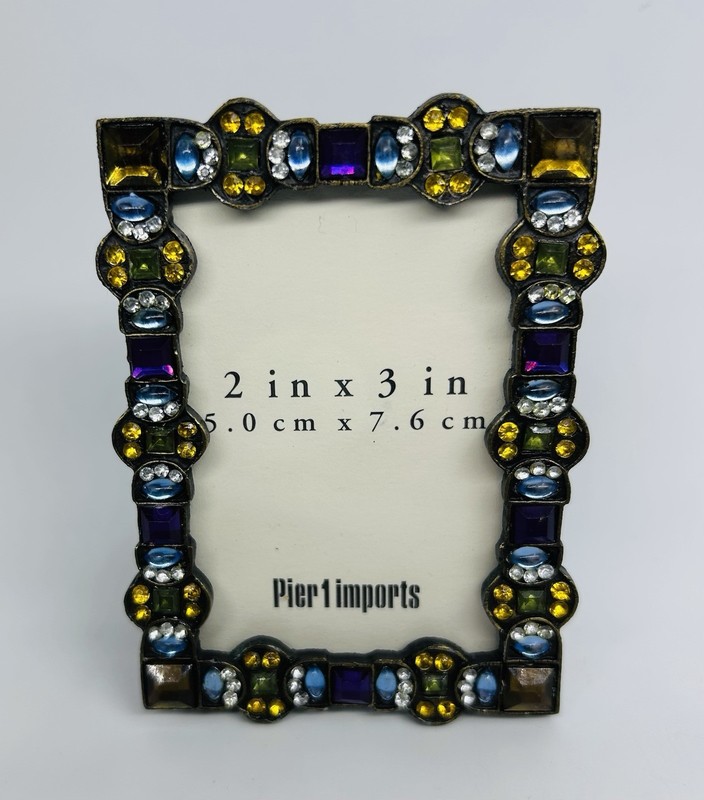 Pier 1 Imports Rectangular Mini 2 X 3” Jeweled Photo Picture Frame gallery