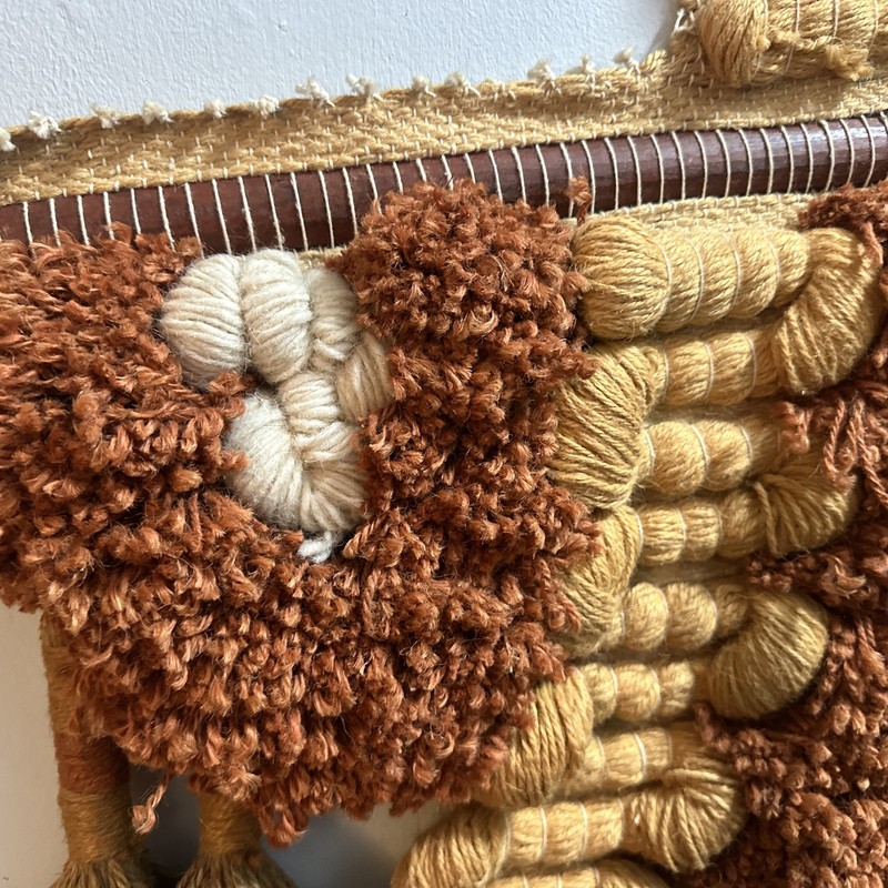 Vintage Retro BOHO Macrame Wall Hanging Art Beading Wood 30x48 gallery