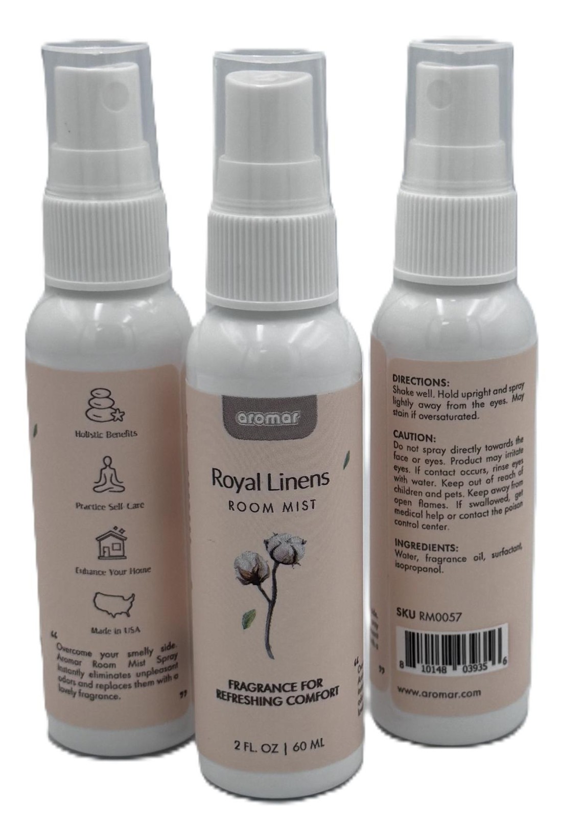 Aromar Royal Linens Room Mist Spray 2oz 3 Pack Air Freshener Home Scent gallery