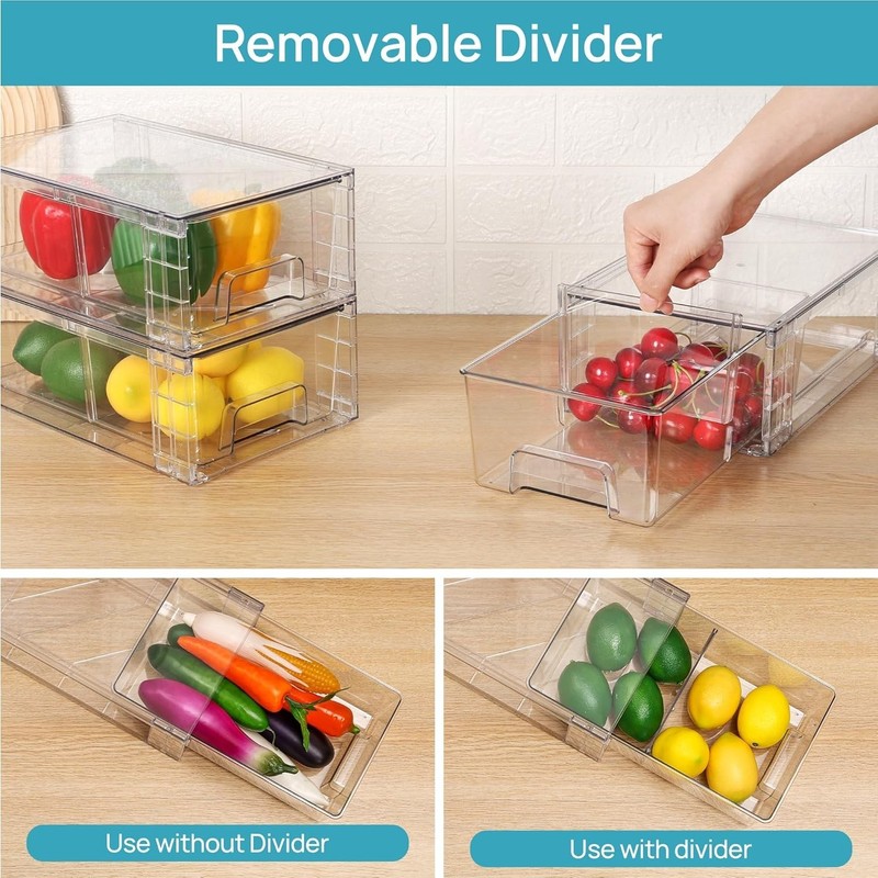 Vtopmart 4 Pack Large Stackable Storage Drawers, Clear Acrylic, 12"Lx7.5"Wx4.4"H gallery