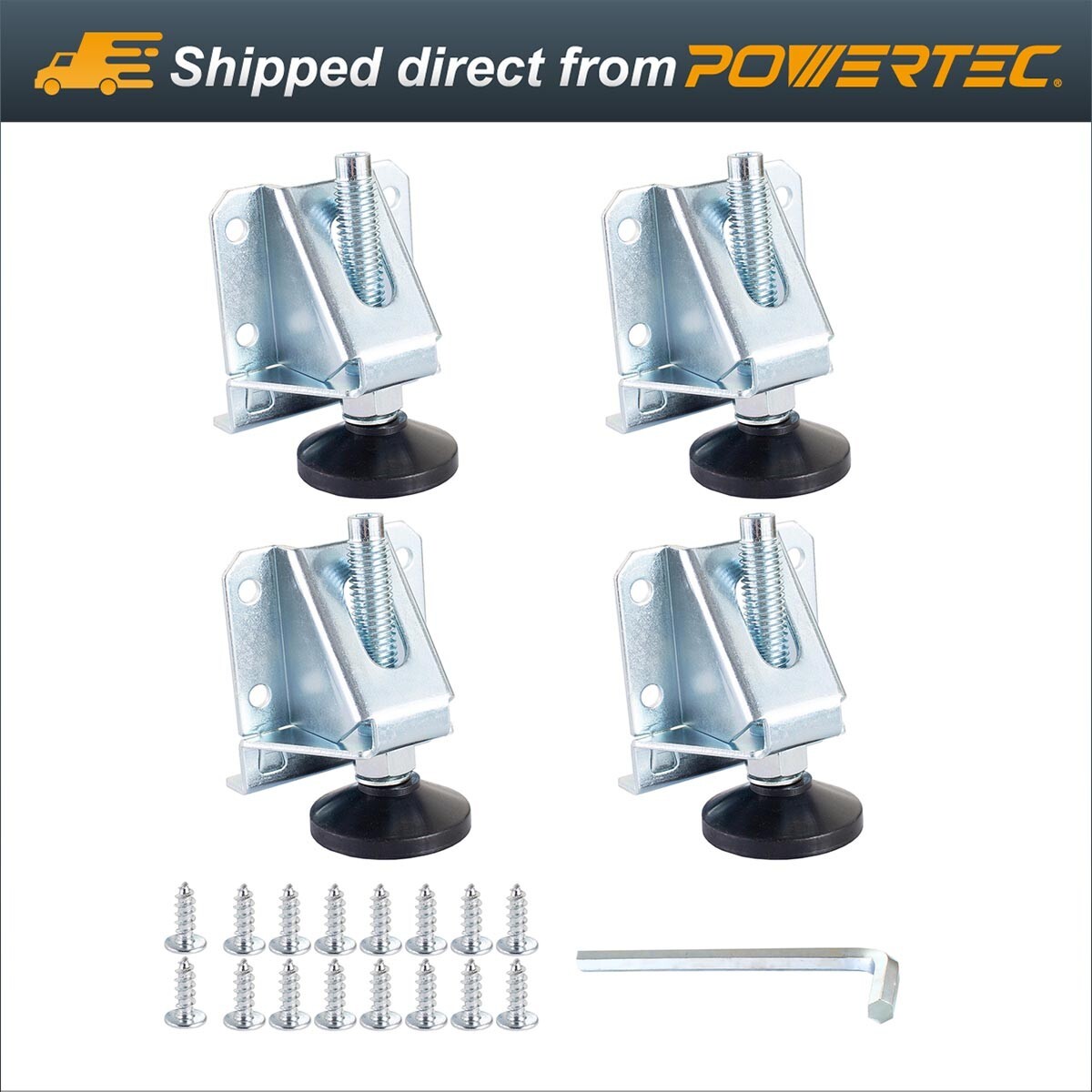 POWERTEC 4PK Heavy Duty Leveler Legs with Installation Screws & Lock Nuts 71136 gallery