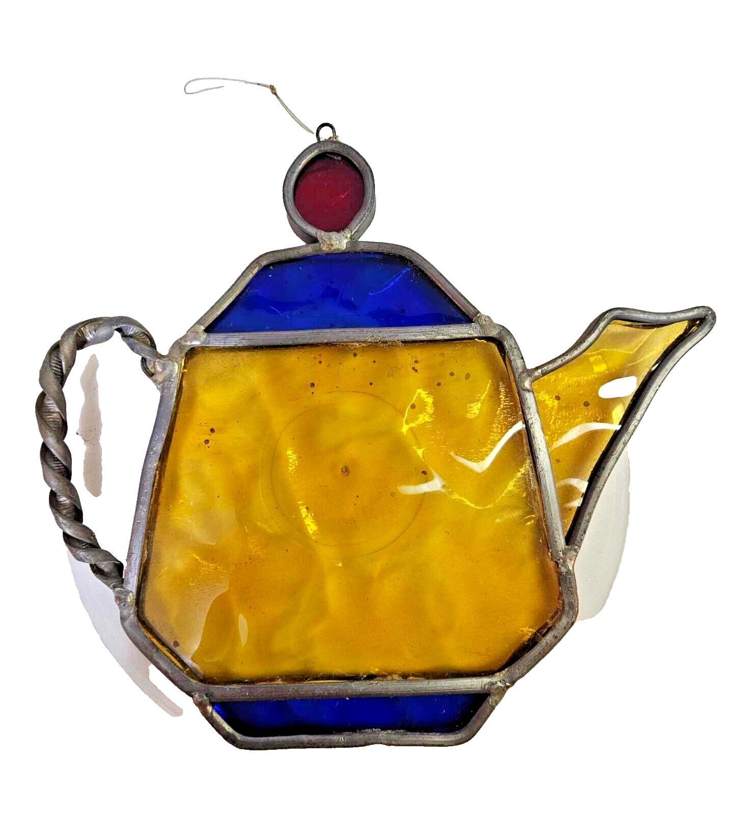 VTg Teapot Stained Sun Catchers Multicolor red blue yellow hanging 5.5"- A10 gallery