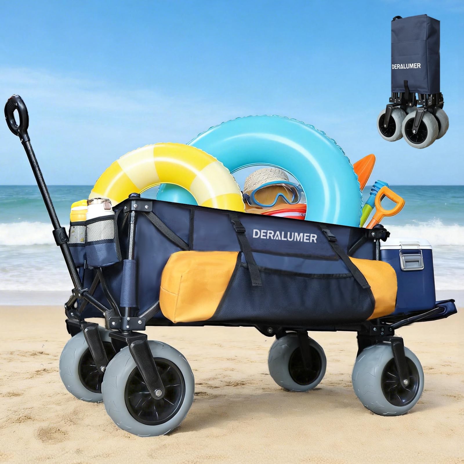 X900 Beach Wagon for Sand with 9"×4" Big Wheels, 48" Extra Large Heavy Duty F... gallery