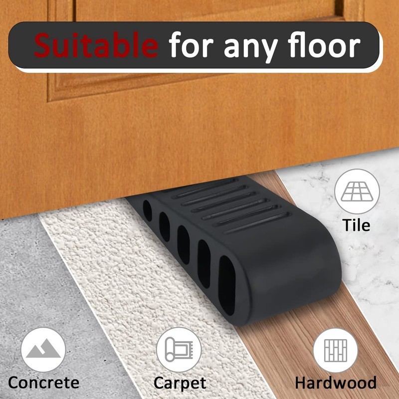 Rubber Door Stopper Wedge, Black 2 Pack Soft TPR Premium Door Stops for Botto... gallery