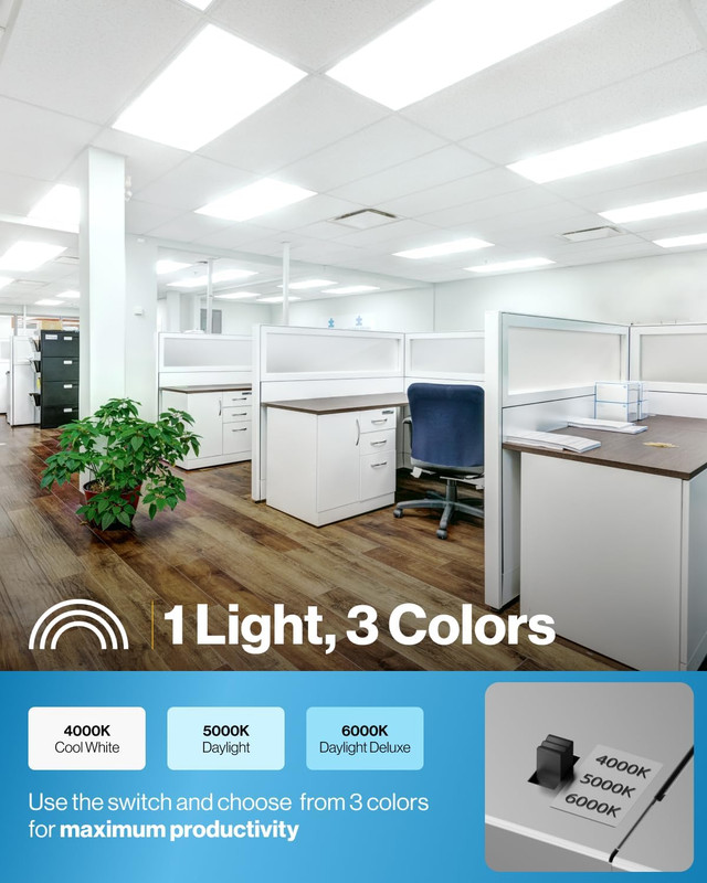 Sunco 2X4 LED Flat Panel Light Drop Ceiling Office Shop Commercial Warehouse Fix gallery