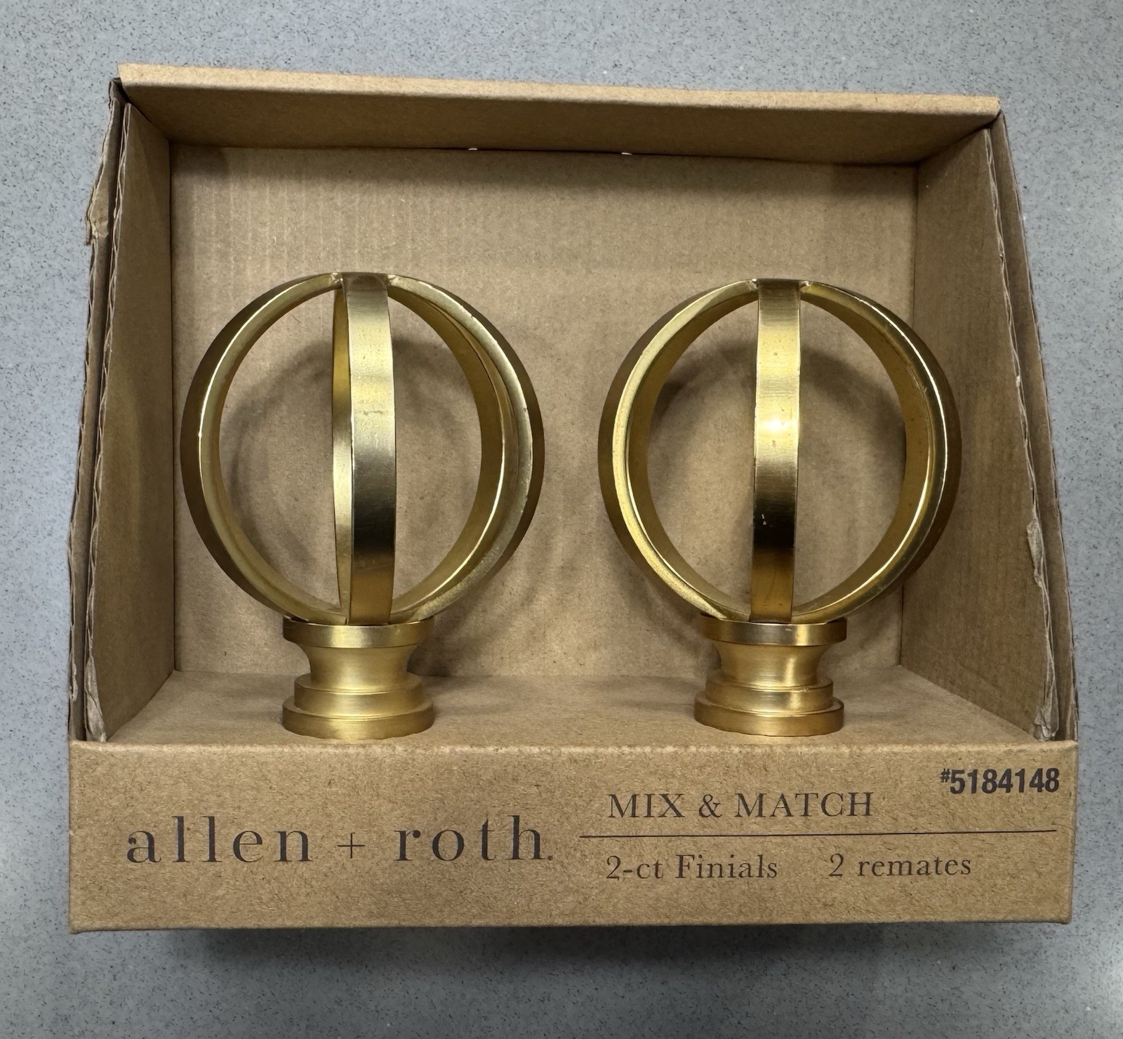 Allen + Roth 2-ct Curtain Rod Finials / End Caps Brushed Gold Finish gallery